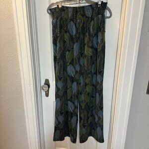 Urban CoCo-Banana Leaf Wide Leg Thin Women's Blue, Green and Black Pants-2X
